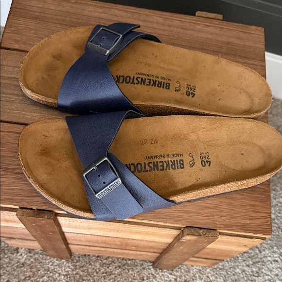 Birkenstock Madrid Birko-Flor Sandals Graceful Midnight Blue Size 40 US 9 EUC - Picture 7 of 8